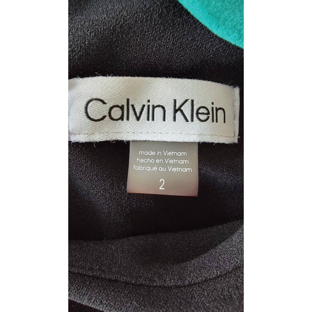 Calvin Klein Women's Little Black A-Line Short Sleeve Dress w Exposed Zip 2 - Picture 3 of 3